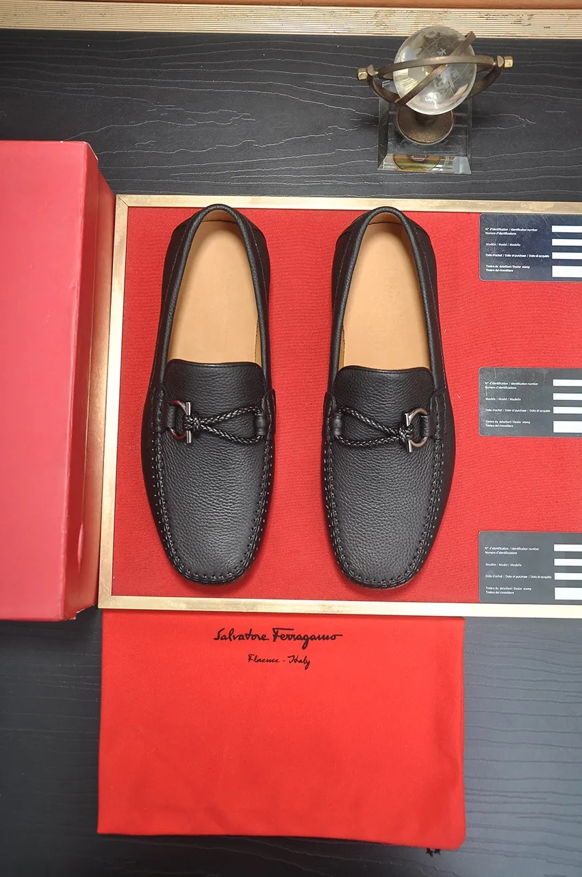 Men's shoes 💰480💶 [Ferragamo/Ferragamo] The latest model in the counter. Original imported open-sided fine cowhide hand-woven + imported 🐂 cowhide + original luxury metal buckle + original combination outsole. No pressure in comparison 38--44🎉